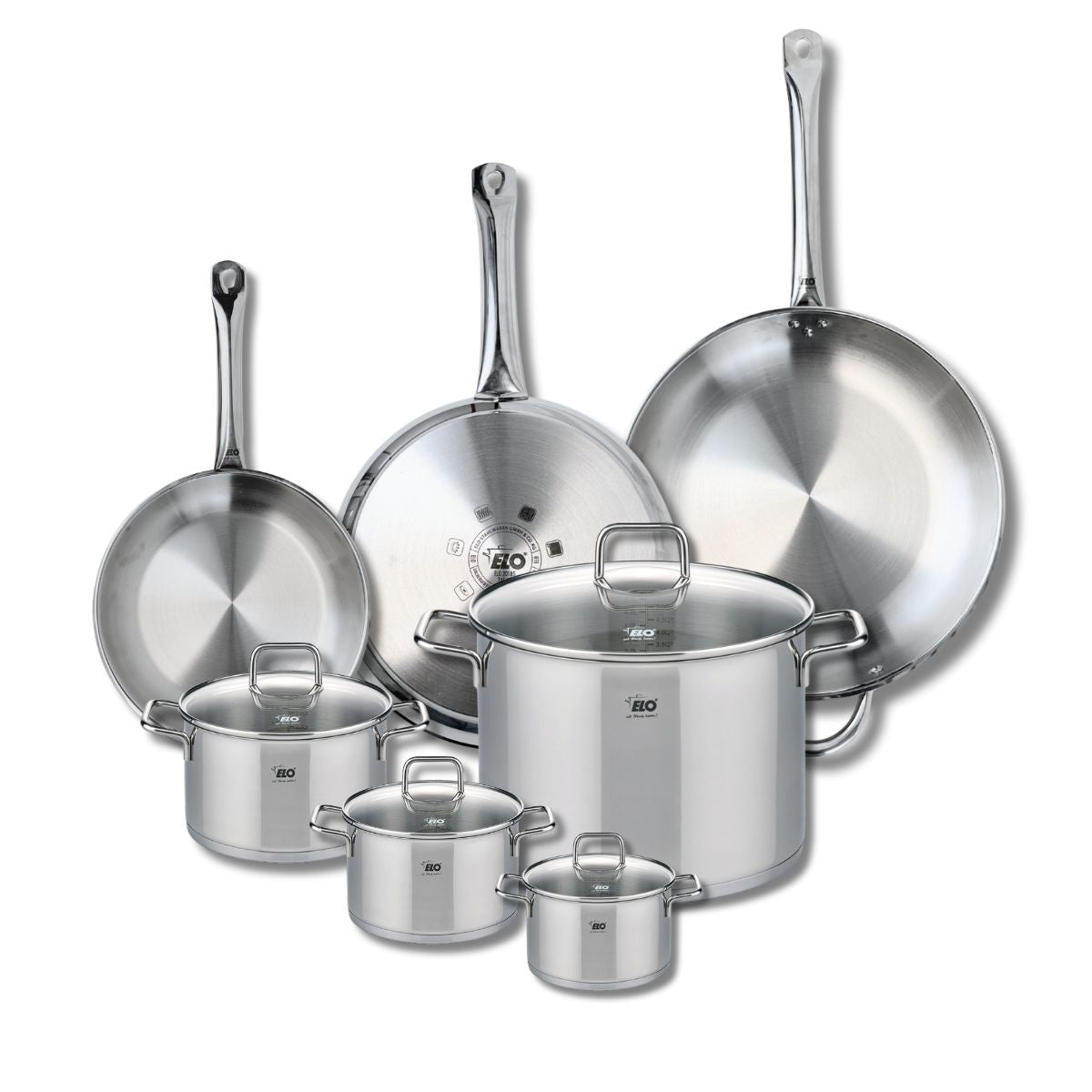 Ensemble de 3 Poêles de cuisson 24, 28 et 32 cm et 4 faitouts 12, 14, 16 et 26 cm  Profi Citrin Elo - Mathon - 1