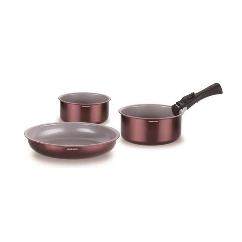 Batterie de Cuisine Arthur Martin 18 Pièces en Aluminium Tous Feux avec Ustensiles et Poignée Amovible Arthur Martin - Mathon - 2