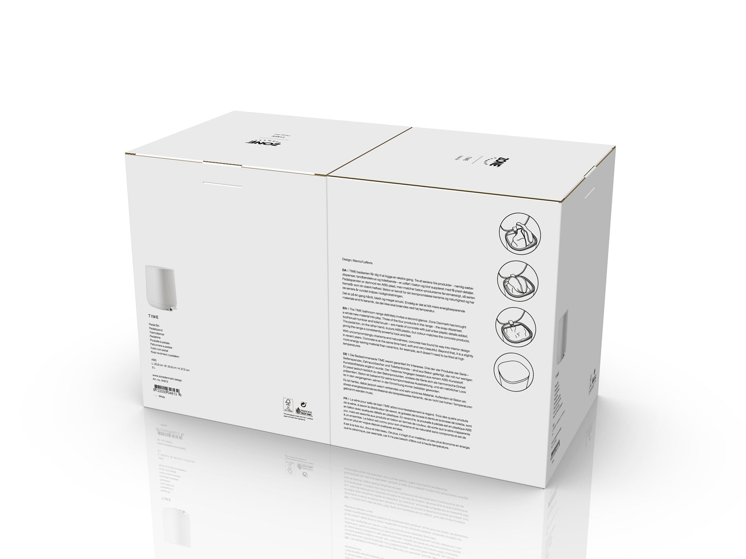 Poubelle à pédale Time en ABS Blanc Zone Denmark - Mathon - 6