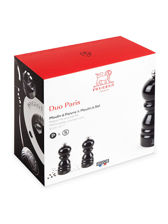 Paris Duo de moulins à poivre et à sel manuels en bois laqué noir 12 cm - 4.75" Peugeot - Mathon - 6