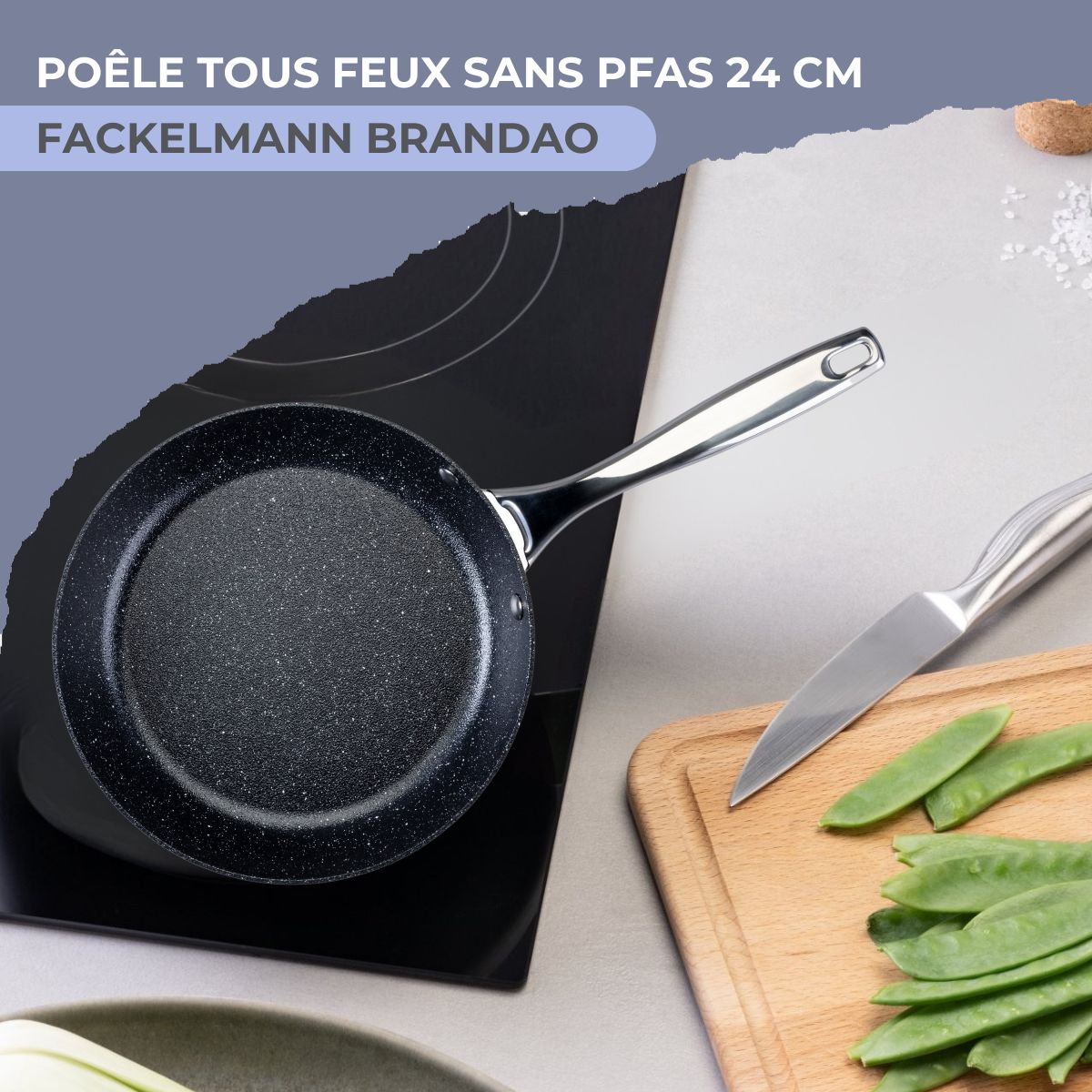 Poêle 24 cm fonte alu revêtement antiadhésif céramique sans PFAS Fackelmann - Mathon - 2