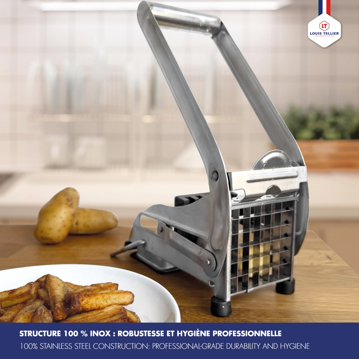 Coupe-frites ménager inox sur ventouse - 2 couteaux Louis Tellier - Mathon - 2