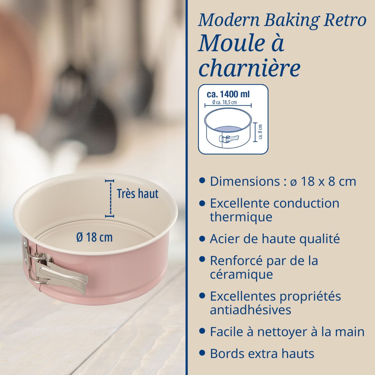Set de 2 moules à manqué 18 et 20 cm et moules pour layer cake Dr. Oetker Rétro Dr. Oetker - Mathon - 4