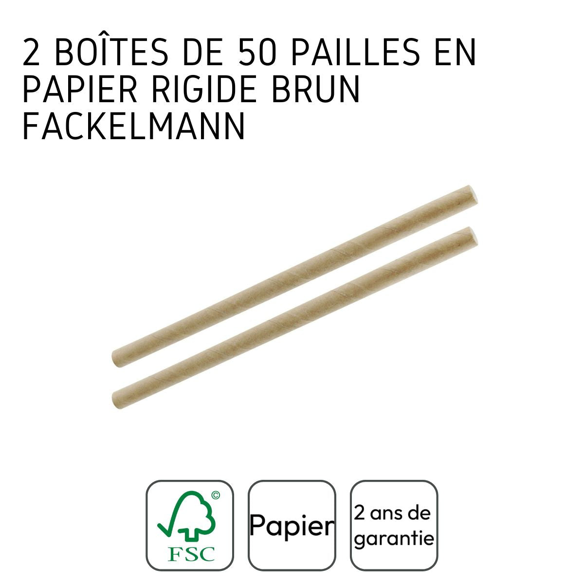 Lot de 2 boites de 50 pailles en papier rigide brun 15 cm  Nature Fackelmann - Mathon - 4