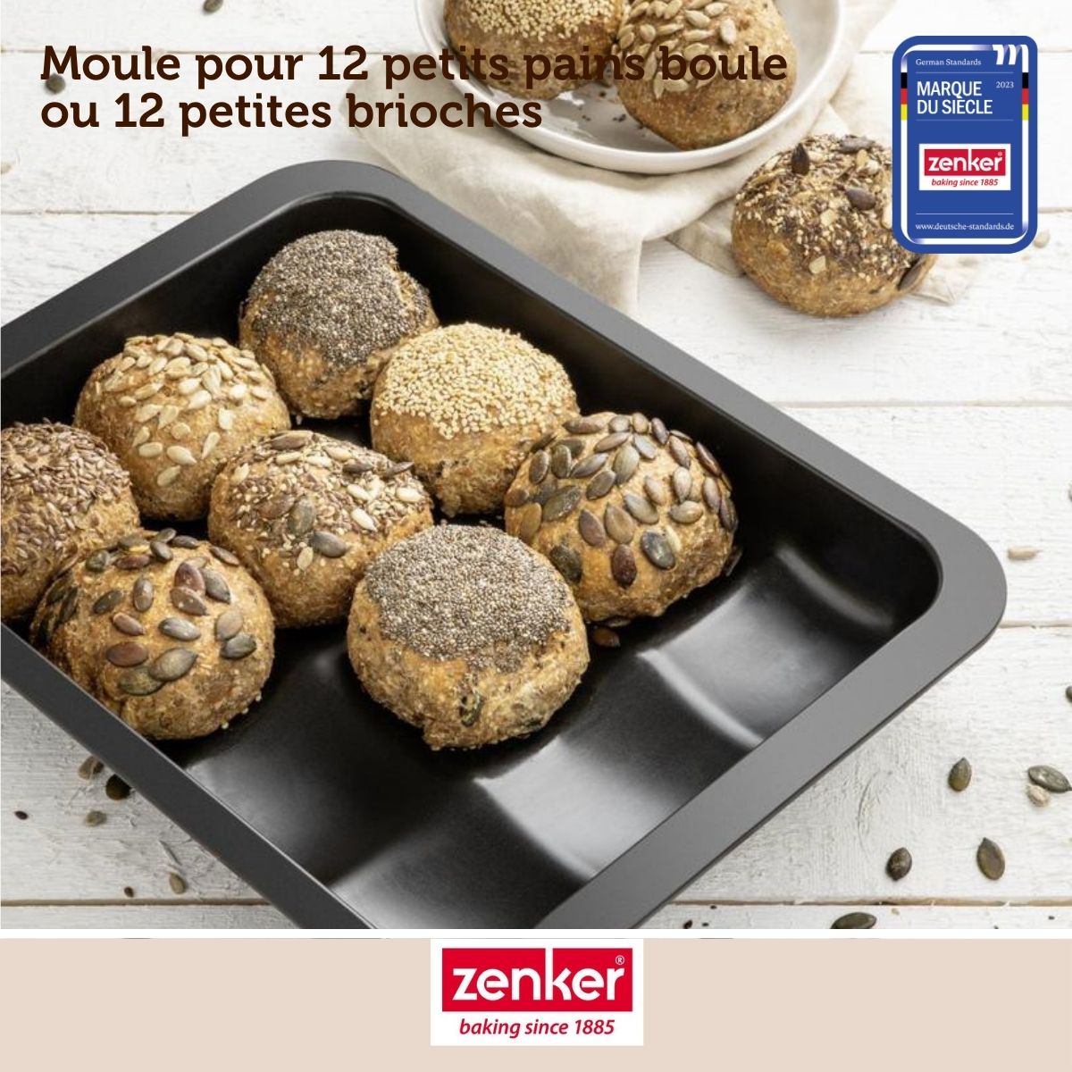 Moule 12 mini pains ou brioches 36 x 27 cm Zenker Black Metallic Zenker - Mathon - 2