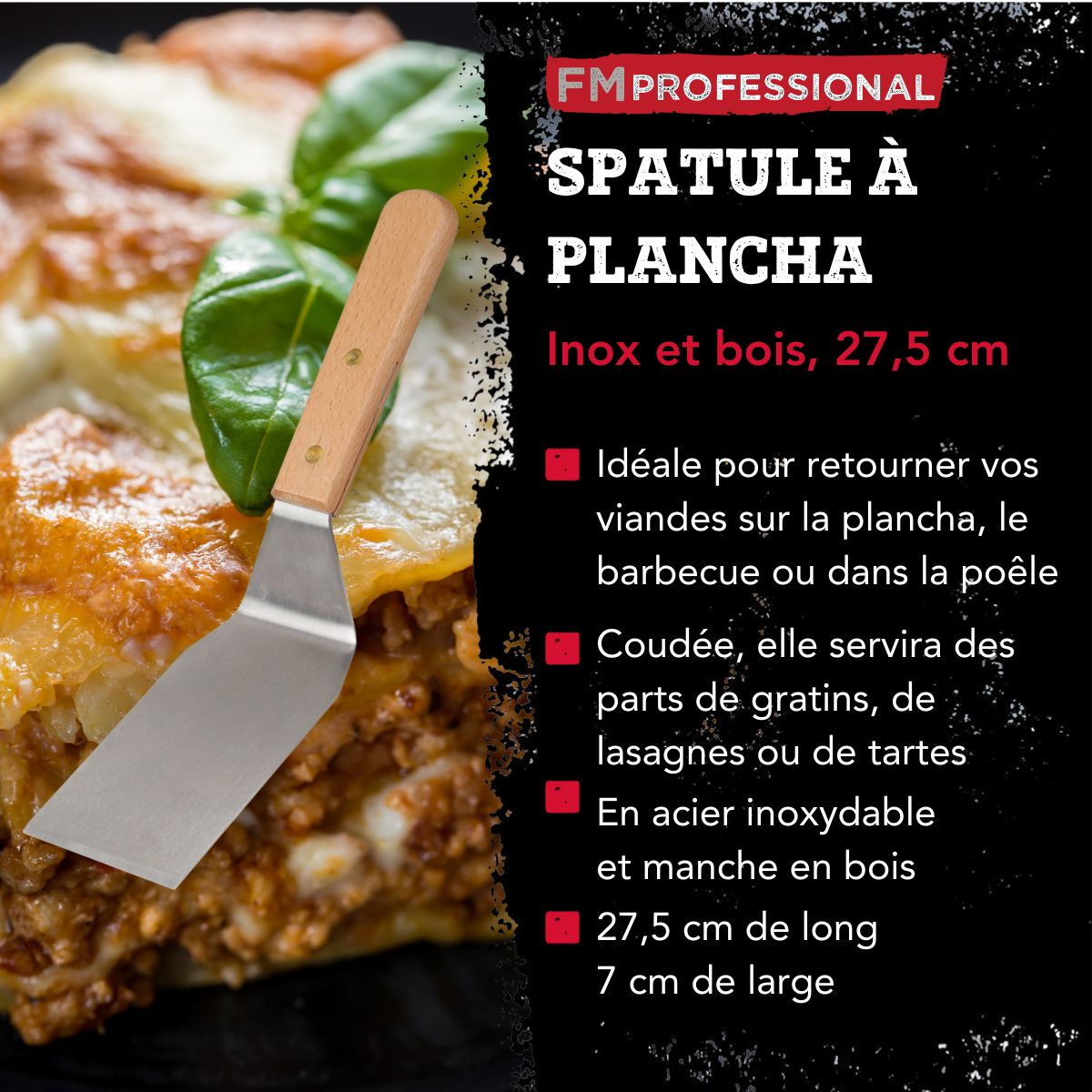 Spatule à plancha 27,5 cm FM Professional - Mathon - 3