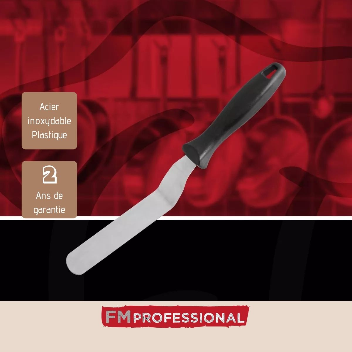 Spatule coudée de pâtisserie en inox 29 cm  Pâtisserie FM Professional - Mathon - 4