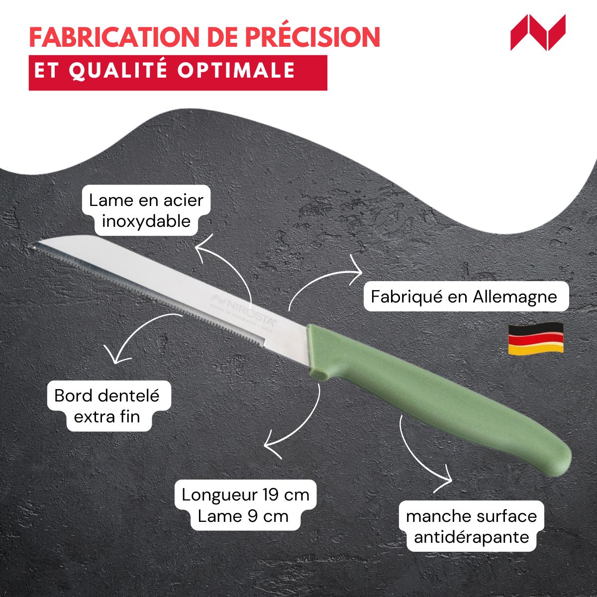 Couteau à légumes 19 cm  Elemental Nirosta - Mathon - 3