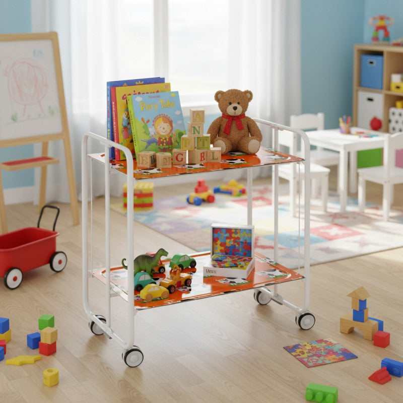 Desserte pliante 2 niveaux avec roulettes – structure blanche, bauhaus Don Hierro - Mathon - 3