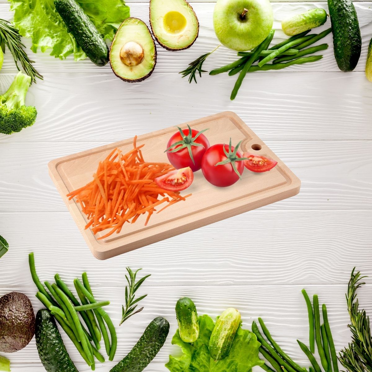 Planche à découper en bois avec récupérateur de jus 40 x 26 cm  Wood Edition Fackelmann - Mathon - 2