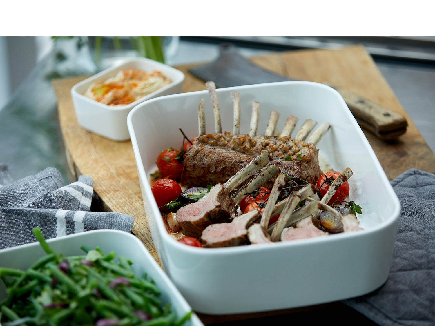 Plat à four MODULA en porcelaine Blanc Rosti - Mathon - 3