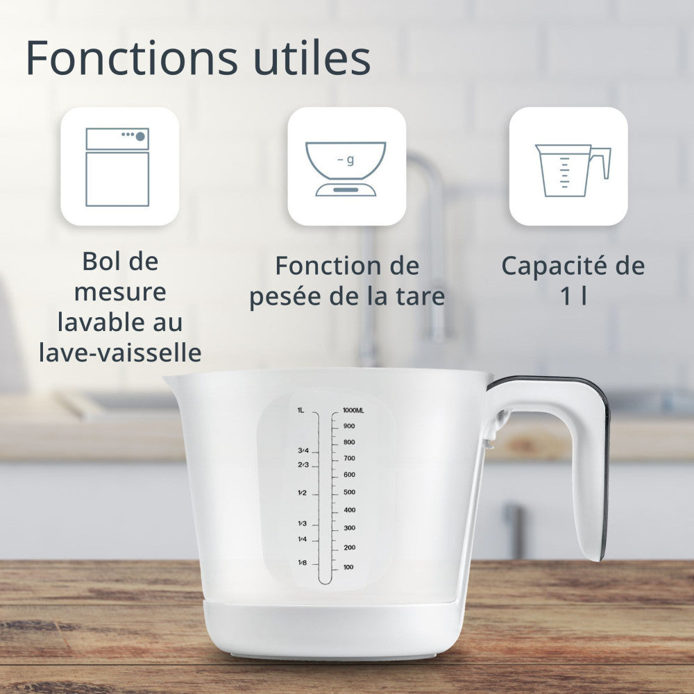 Pichet Gradué/balance - Ade - Franca - Verre/synthétique - 20,7 X 14,6 Cm - Inclus 1 Pile Cr2032 ADE - Mathon - 5