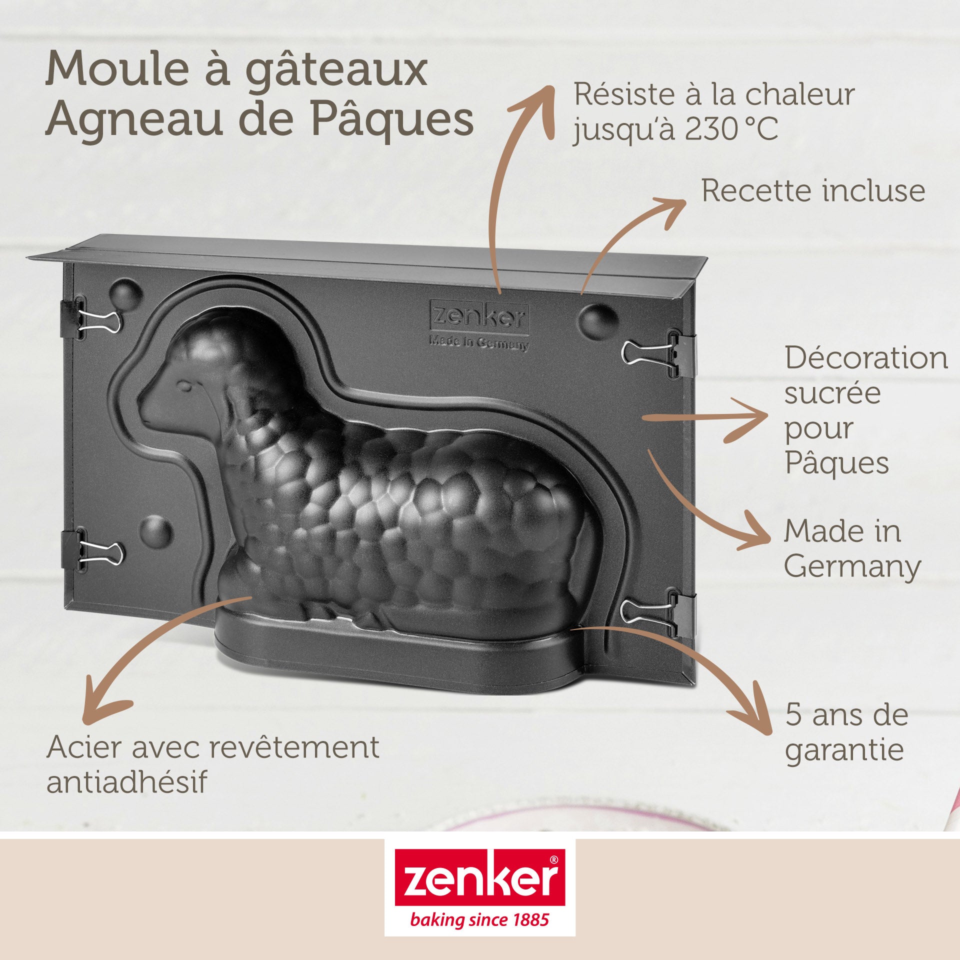 Moule agneau pascal 3D 700 ml pour Pâques Zenker Special Season Zenker - Mathon - 3