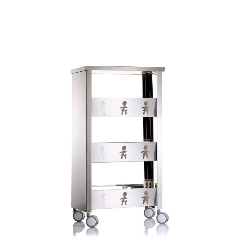 Chariot de rangement, étagère à roulettes, 83,50 x 43,5 x 30,5 cm., BALI, Acier Inoxydable Don Hierro - Mathon - 1