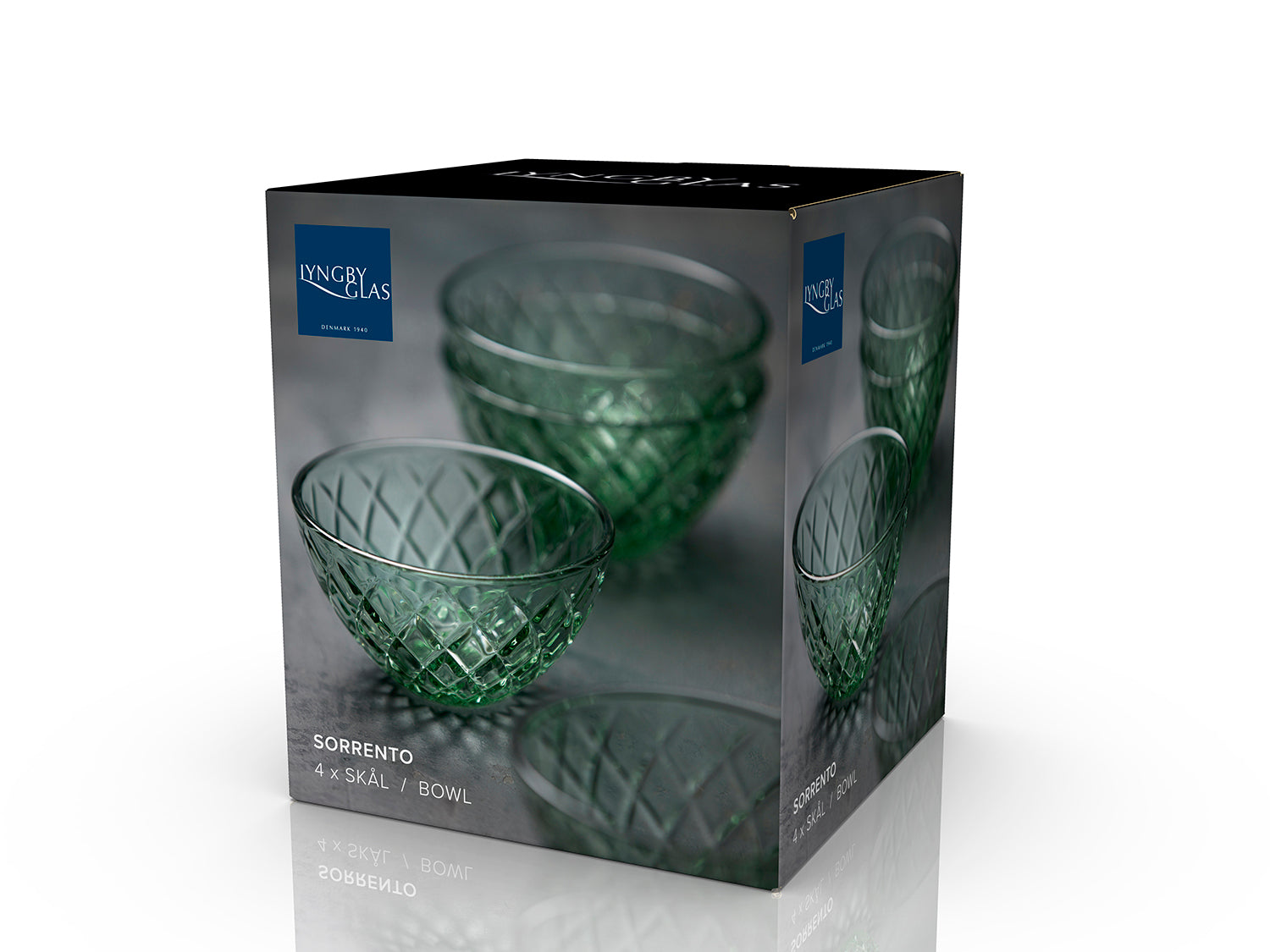 Ensemble de 4 bols SORRENTO 12cm en verre Vert Lyngby Glas - Mathon - 4