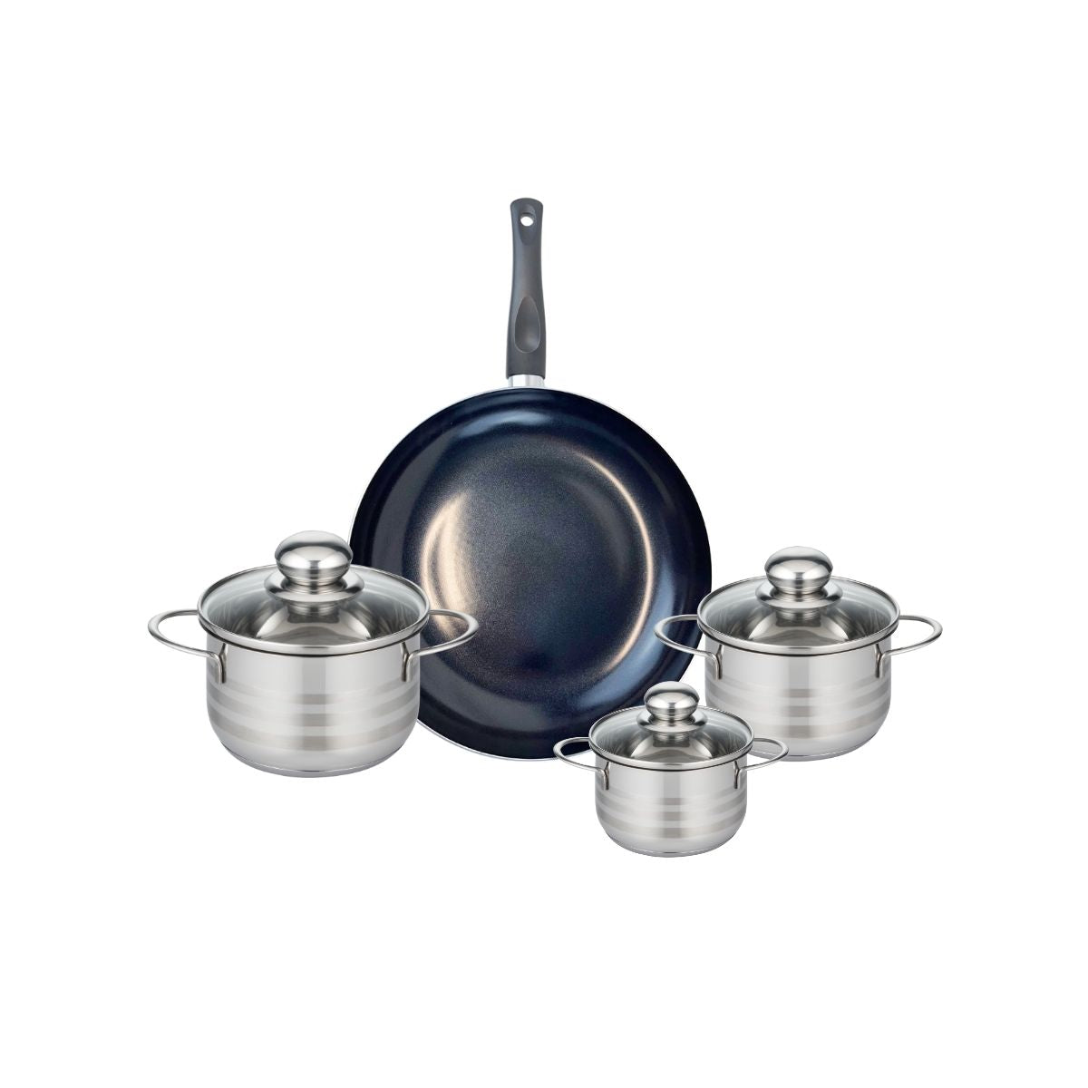 Ensemble de 1 Poêle de cuisson 28 cm et 3 faitouts 12, 14 et 16 cm  Prima Brillant Elo - Mathon - 1