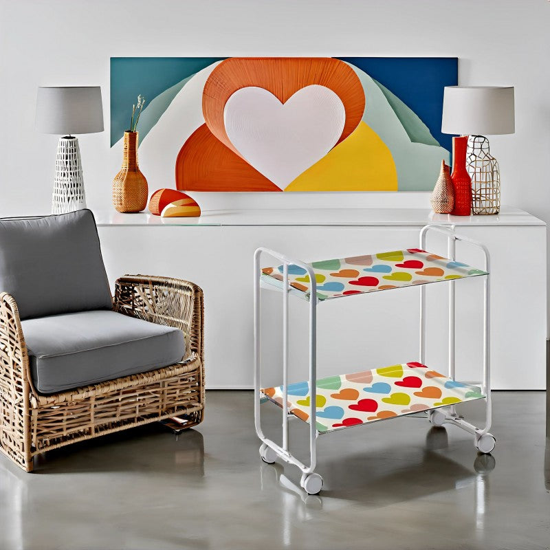 Desserte pliante 2 niveaux avec roulettes – structure gris aluminium, bauhaus Don Hierro - Mathon - 2