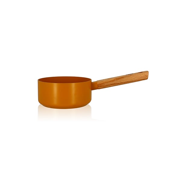 Casserole Ector induction aluminium revêtu manche en bois 16 cm jaune Ogo - Mathon - 1
