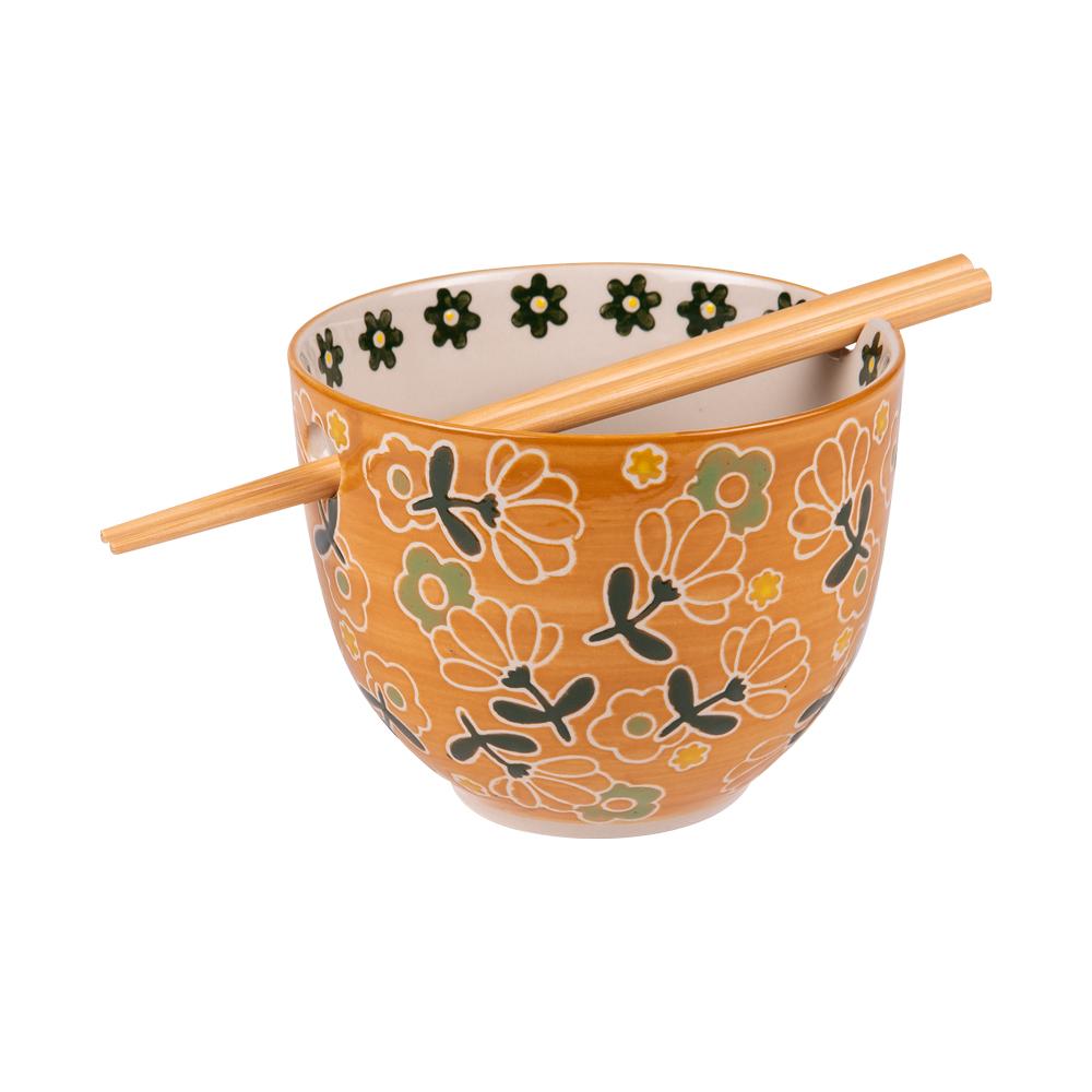 Bol avec baguettes Poeny 13 cm Table passion - Mathon - 1