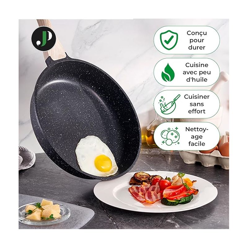 Batterie de cuisine 15 pièces Antiadhésif en Granit noir - Tous feux dont induction Just perfecto JL-111 Just Perfecto - Mathon - 2