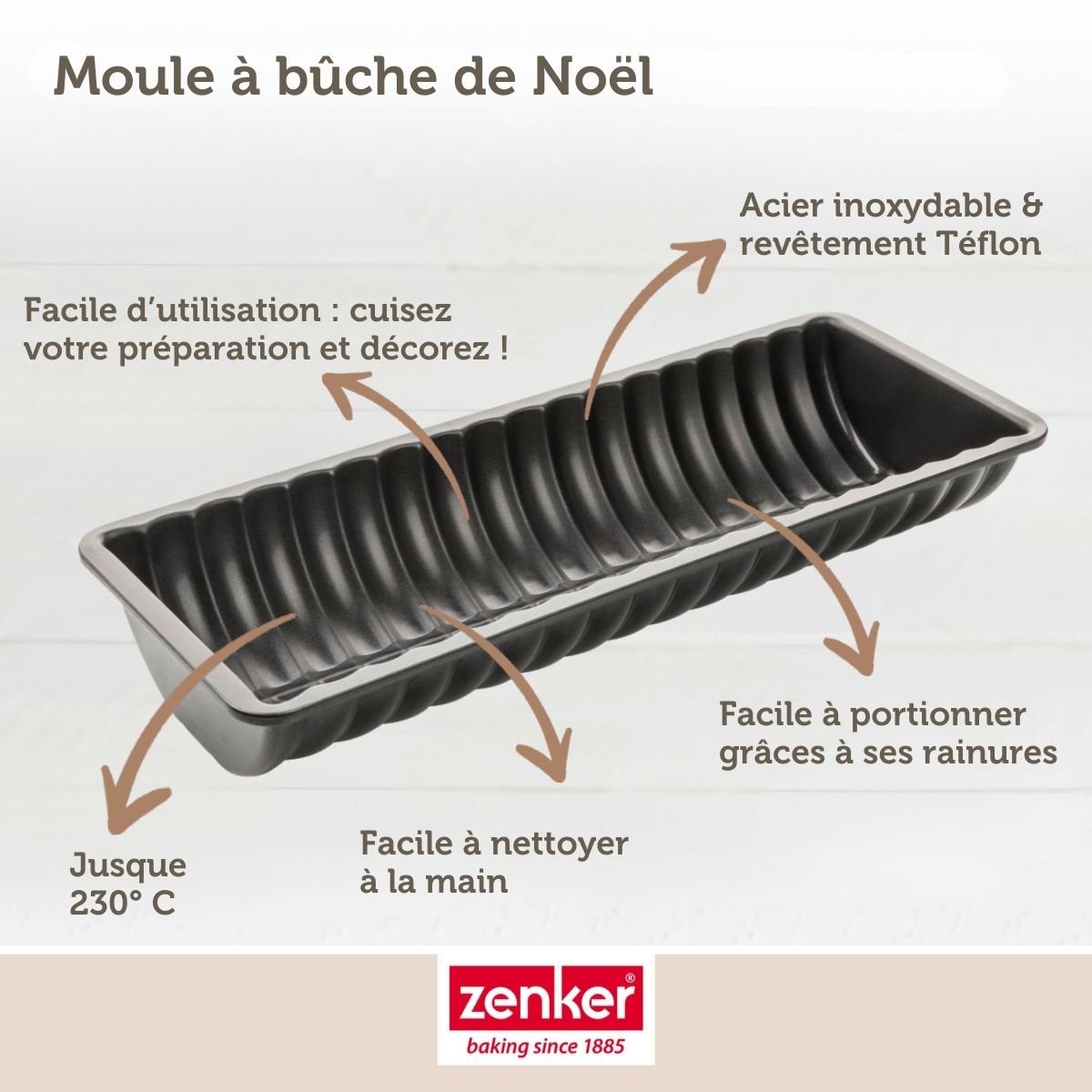 Moule à bûche de Noël 32 x 12,5 cm Zenker Black Metallic Zenker - Mathon - 4