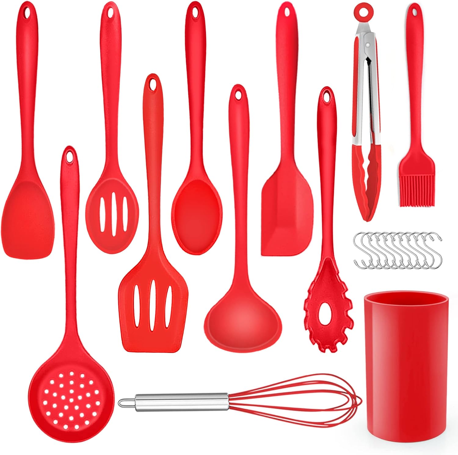 Lot de 22 ustensiles de cuisine en silicone avec support d