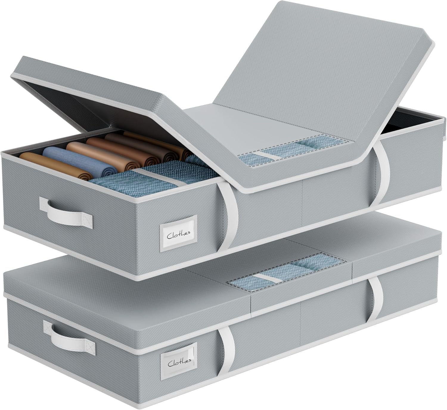 Rangement Sous Lit Grande Capacité avec Fenêtre Transparente gris Vendos85 - Mathon