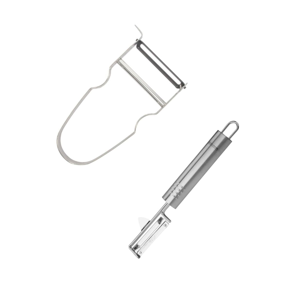 Duo Eplucheur à légumes pendule 19 cm et rasoir à légumes Castor inox 11 cm Fackelmann - Mathon - 1