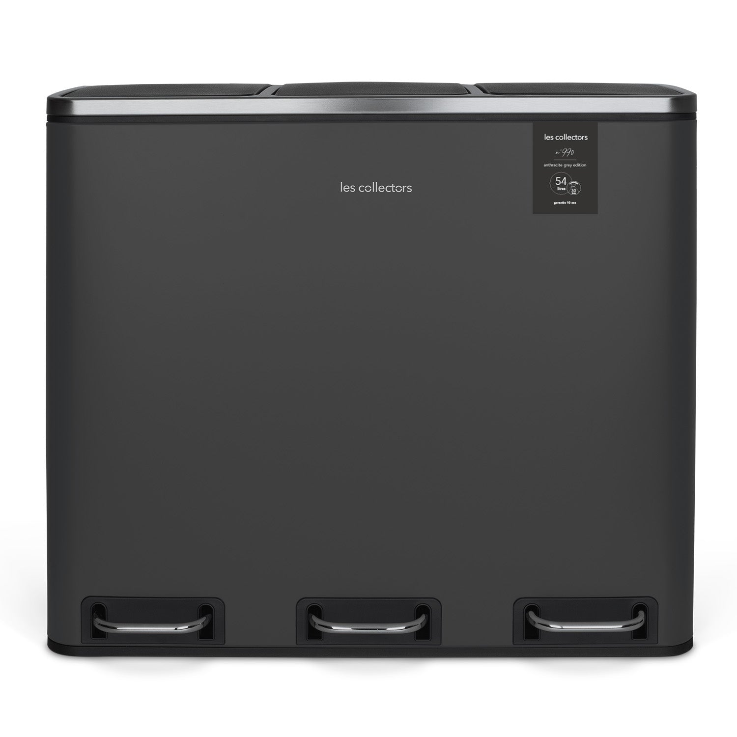 Poubelle de tri à pédale 3 x 18 L, grey edition - N°990 Les Collectors - Mathon - 1