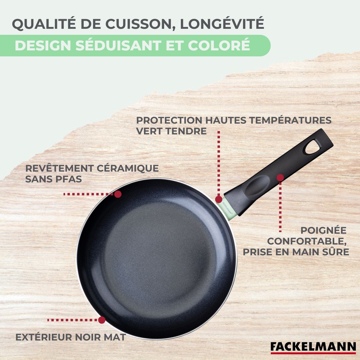 Set de 4 poêles 20 24 28 et 30 cm et 3 casseroles 16, 18 et 20 cm antiadhésives céramique et 6 ustensiles  Brandao Fackelmann - Mathon - 6