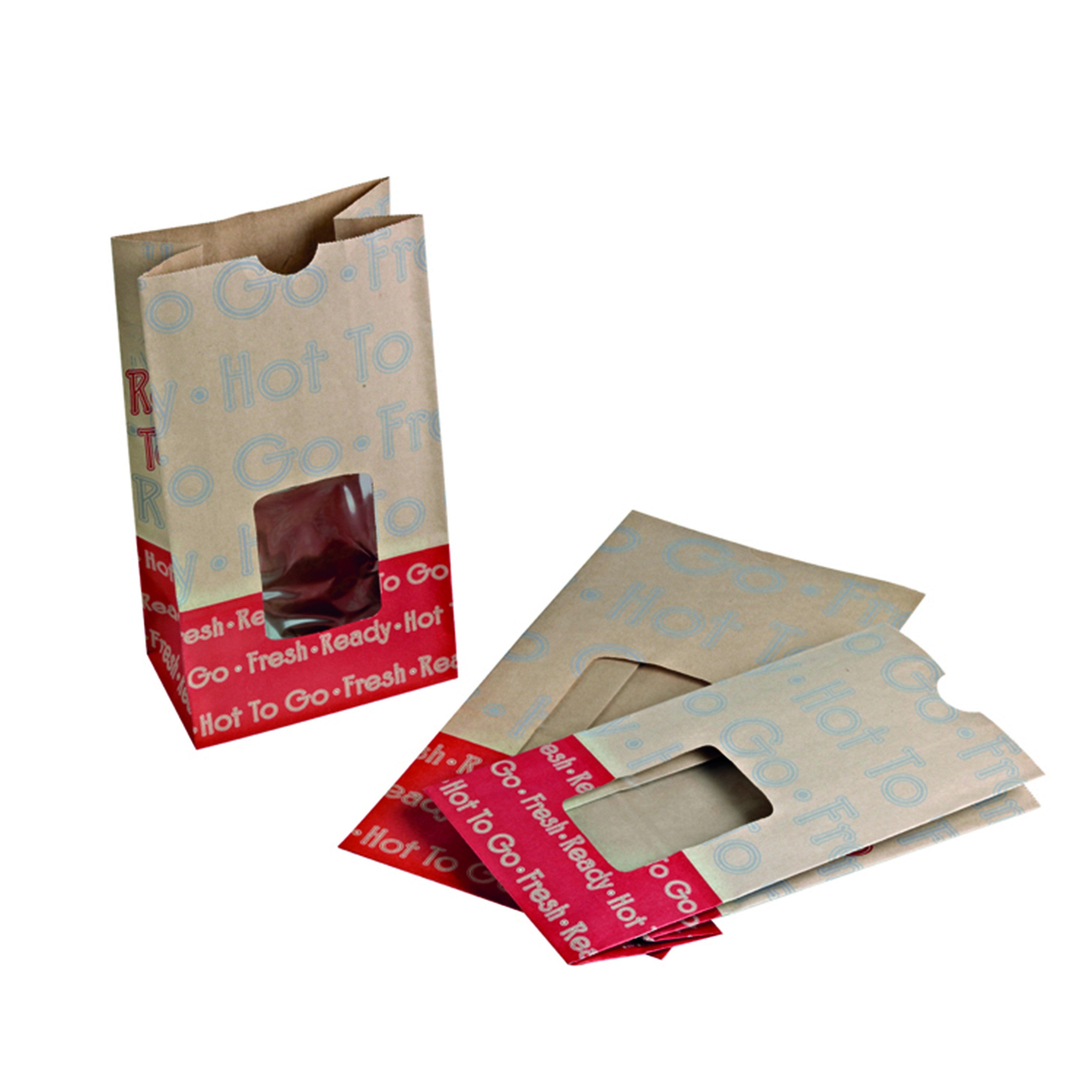 500Pcs - Sac SOS papier brun renforcé à fenêtre "Ecokraft"  125x75x235mm FirstPack - Mathon - 2