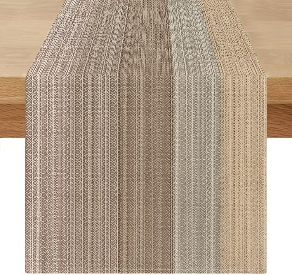 Chemin de Table Lin Style Vintage 40×240 cm Kaki Vendos85 - Mathon