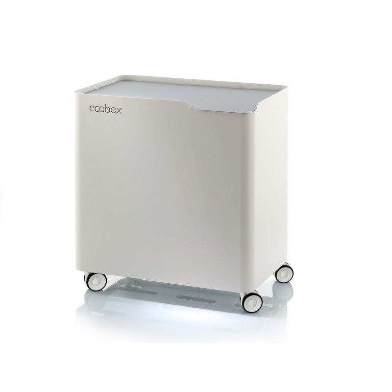 Poubelle design tri sélectif, fermeture douce, 60 litres, ECOBOX, Blanc-Gris Don Hierro - Mathon - 1