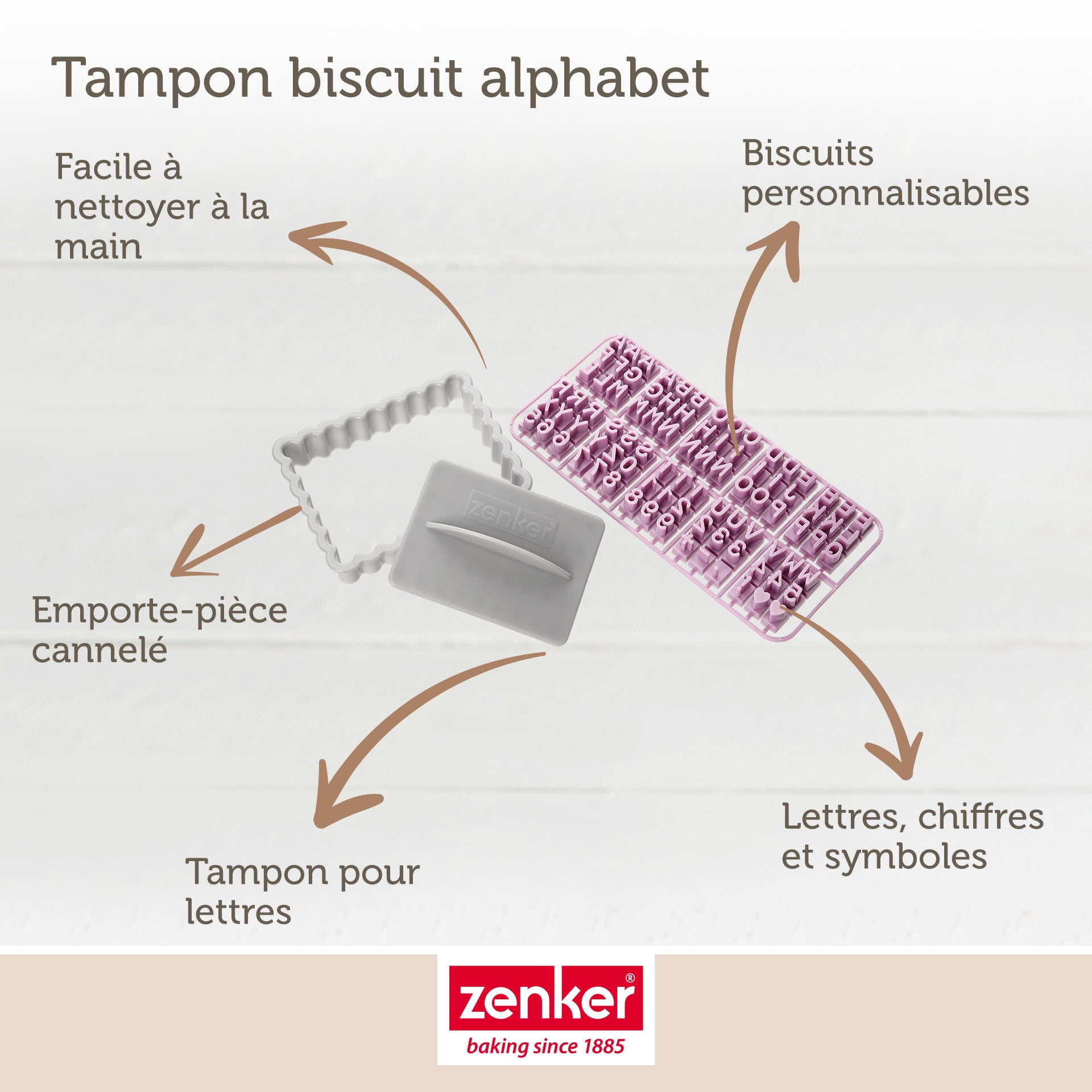 Tampon alphabet pour biscuit Zenker Smart Pastry Zenker - Mathon - 3