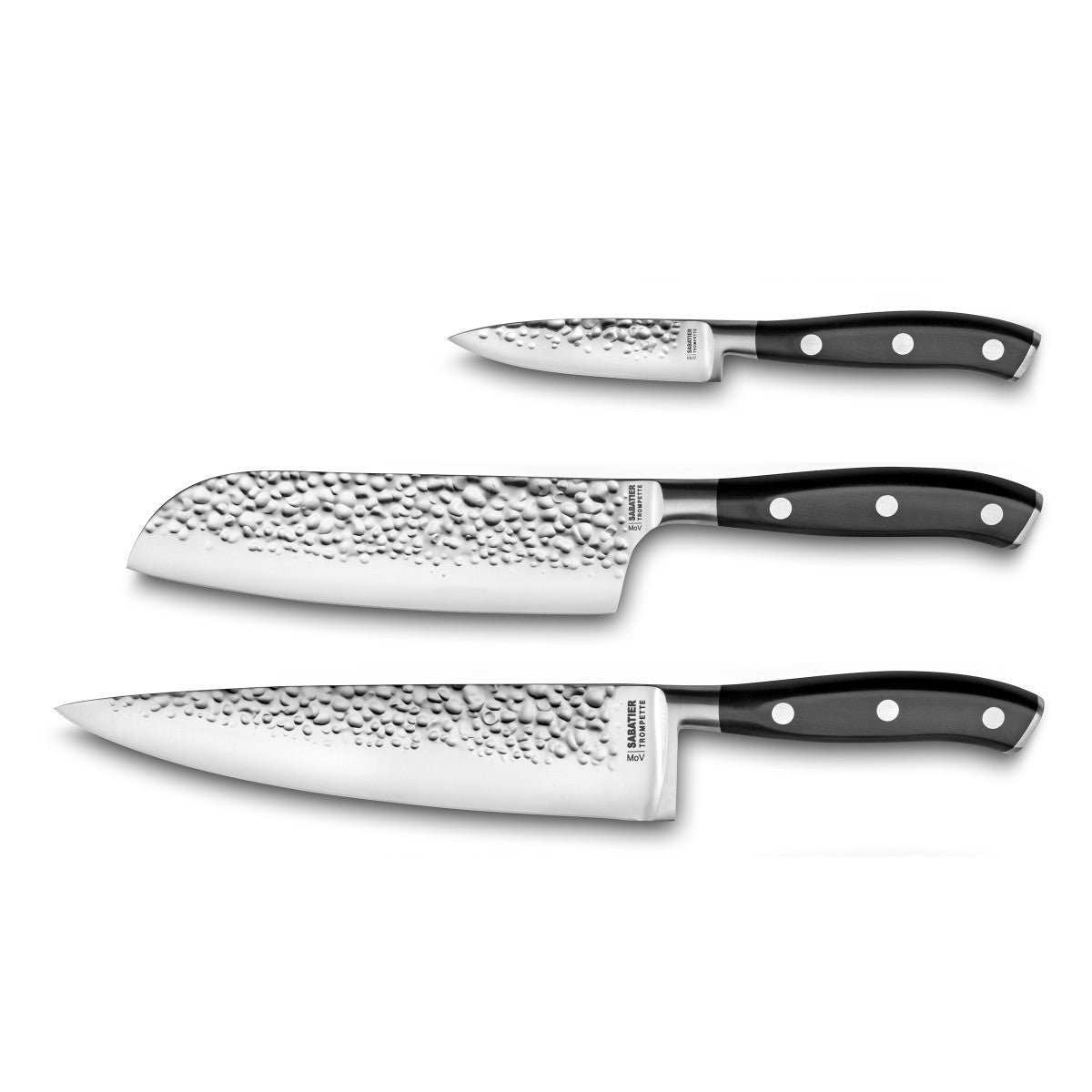 Carbon - Set de 3 couteaux de cuisine Sabatier Trompette - Mathon - 1