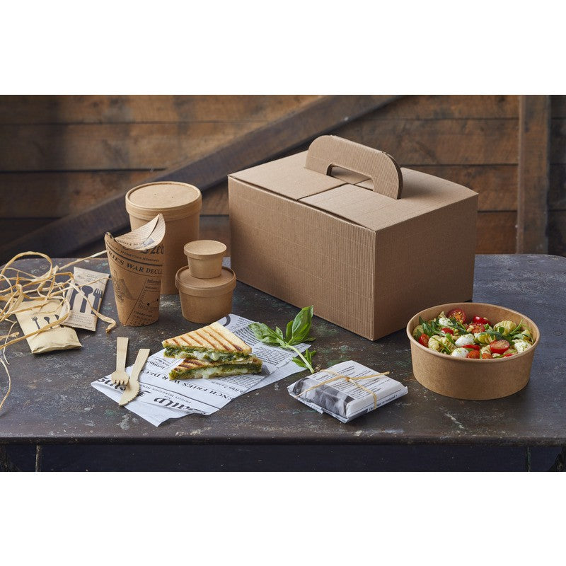 1Pcs - Boite carton kraft avec poignées "Lunchgo"  325x225x175mm FirstPack - Mathon - 2