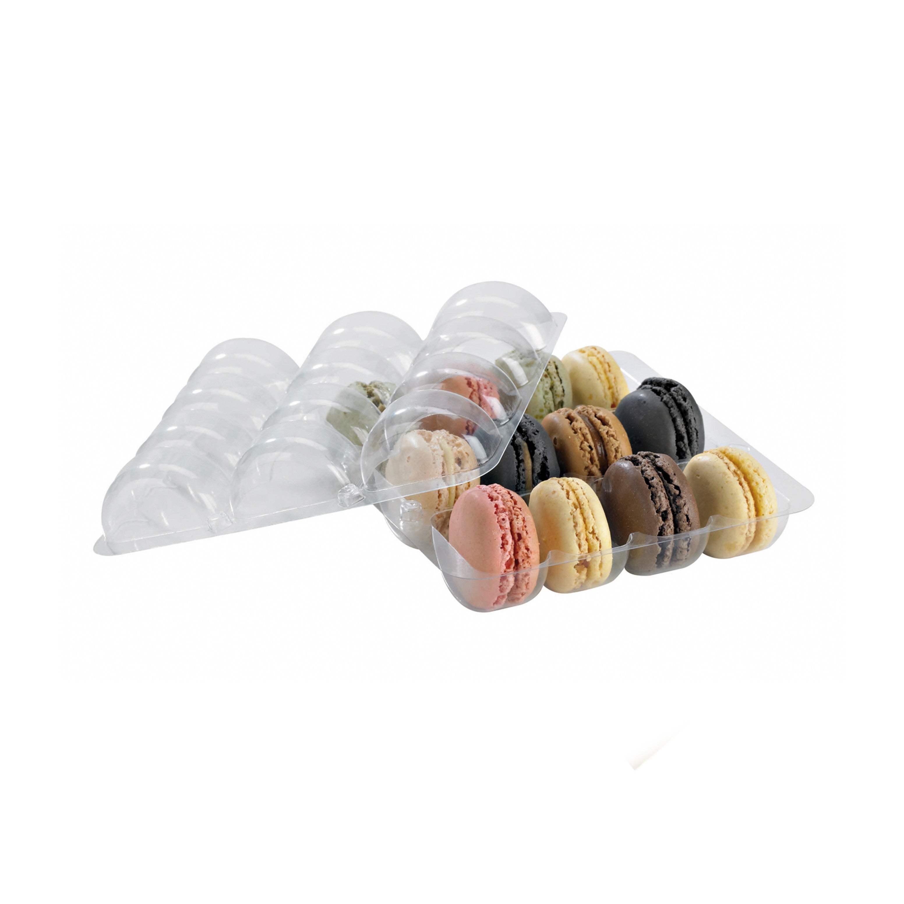 25Pcs - Insert plastique PET transparent 12 macarons (3x4) avec fermeture  152x138x20mm FirstPack - Mathon - 2