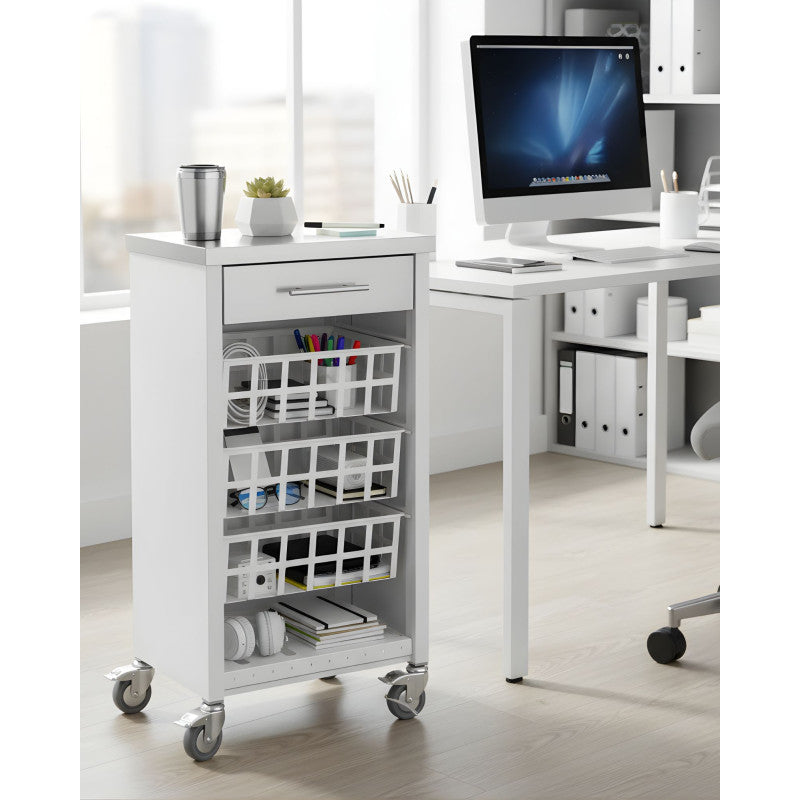 Desserte de cuisine avec plan de travail en acier inoxydable, MOHER, Blanc Don Hierro - Mathon - 7