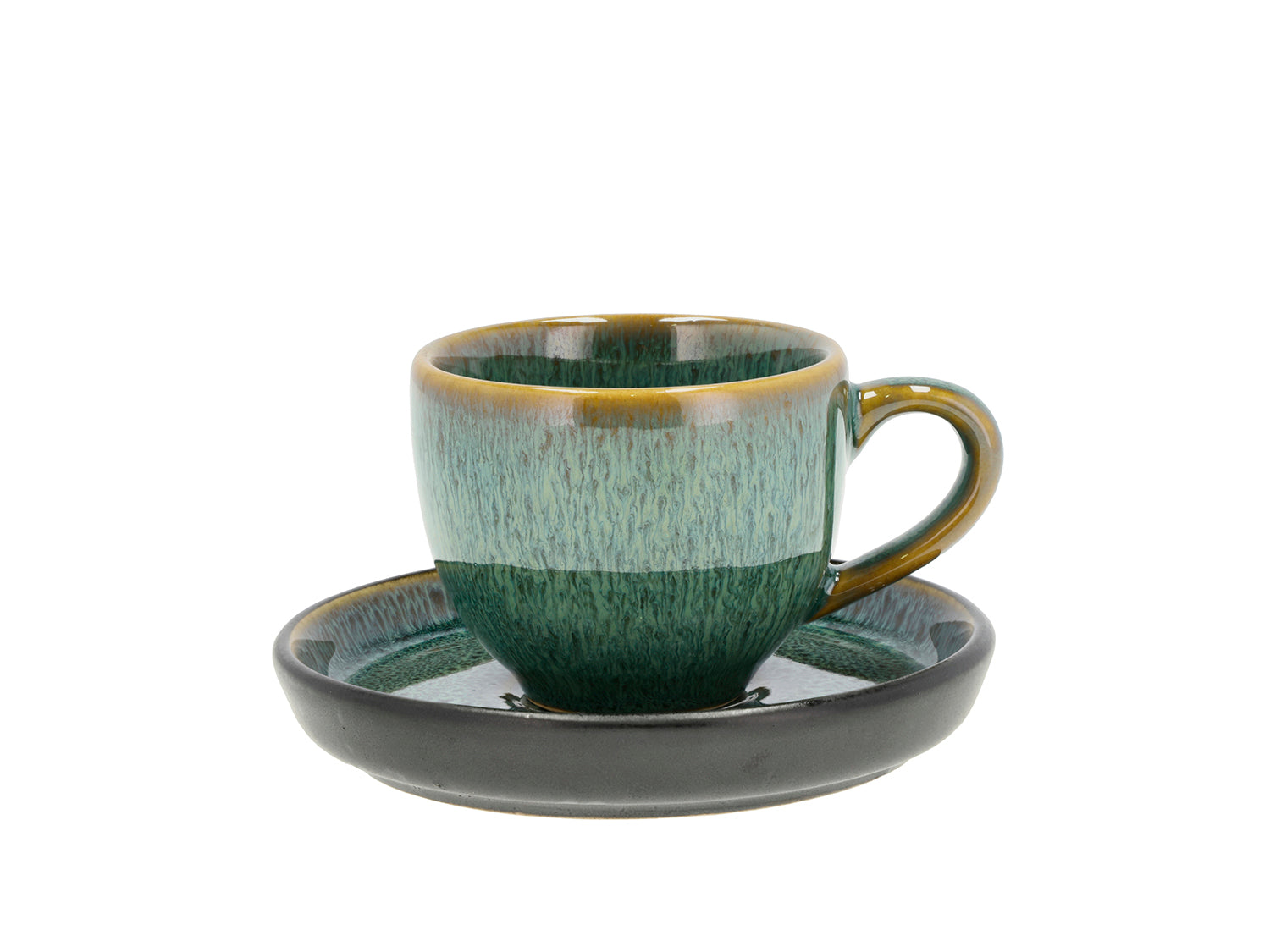 Tasse espresso avec soucoupe GASTRO en grès Vert/Noir Bitz - Mathon - 1