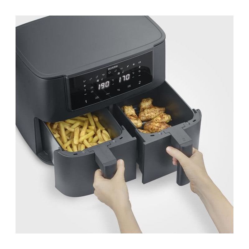 Friteuse A Air Chaud -   - Airfryer Fr2463 - Capacité 8 L - Double Cuve - 10 Programmes - 2600 W Severin - Mathon - 4