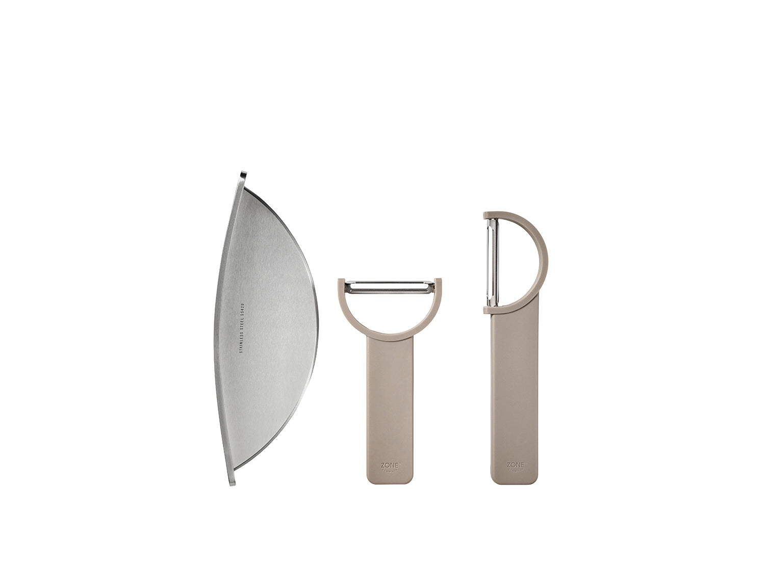 Ensemble de 3 accessoires de découpe SINGLES en acier inoxydable Taupe doux Zone Denmark - Mathon - 1