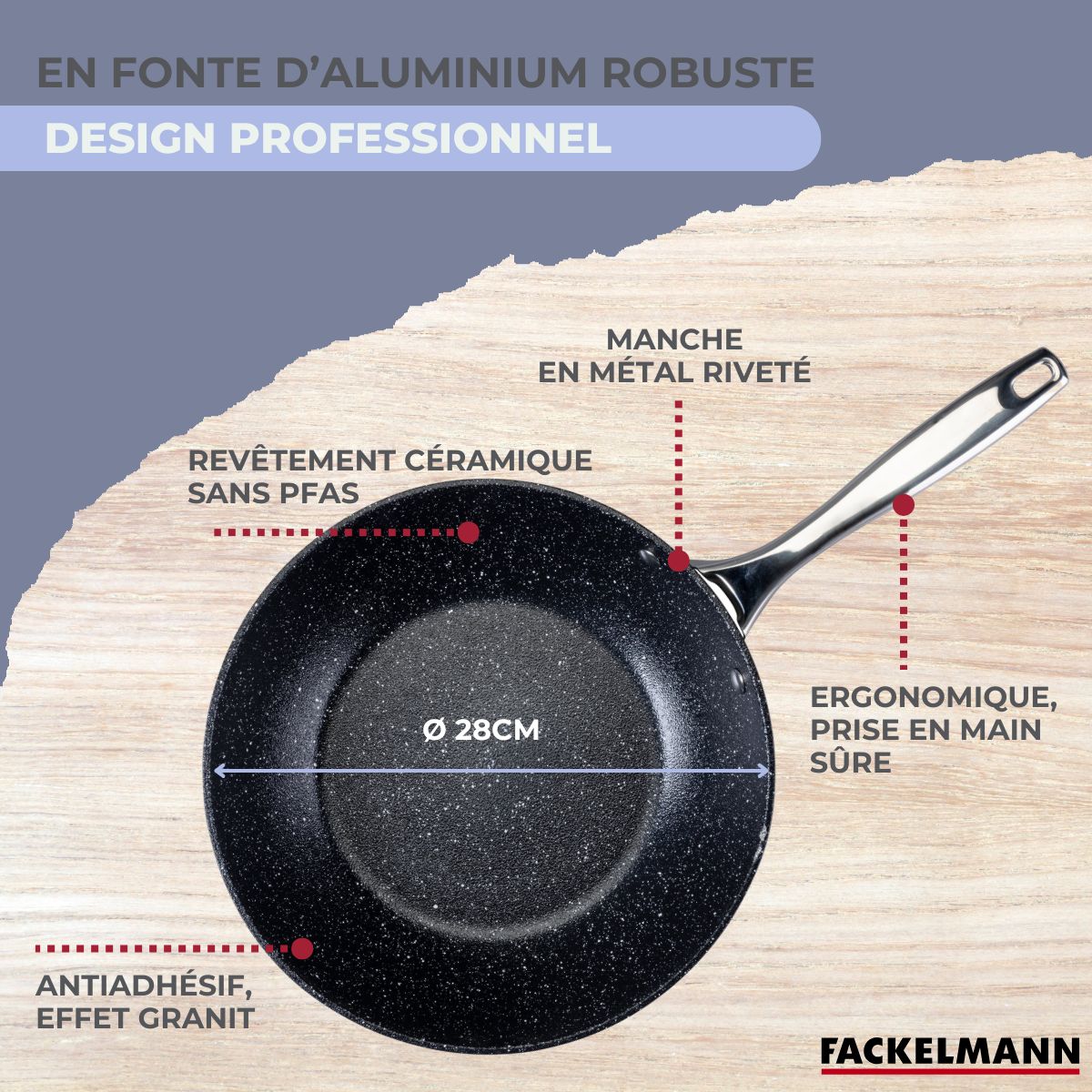 Wok 28 cm fonte aluminium revêtement antiadhésif céramique sans PFAS Fackelmann - Mathon - 6