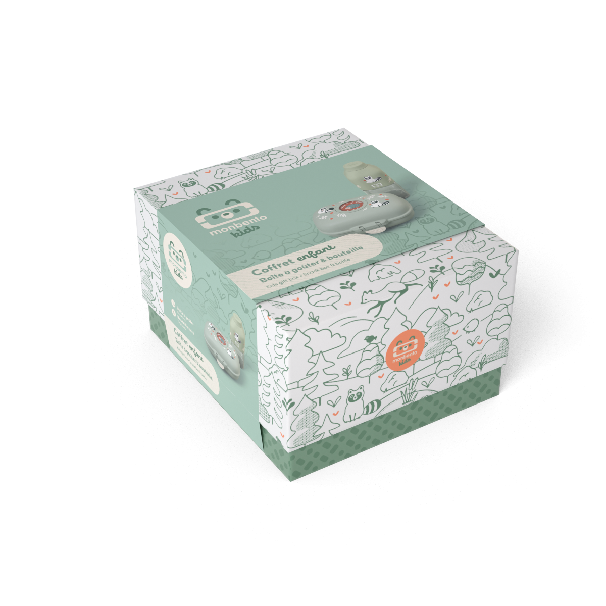 Coffret cadeau enfants boite à goûter Gram vert Raccoon 600ml Monbento - Mathon - 5