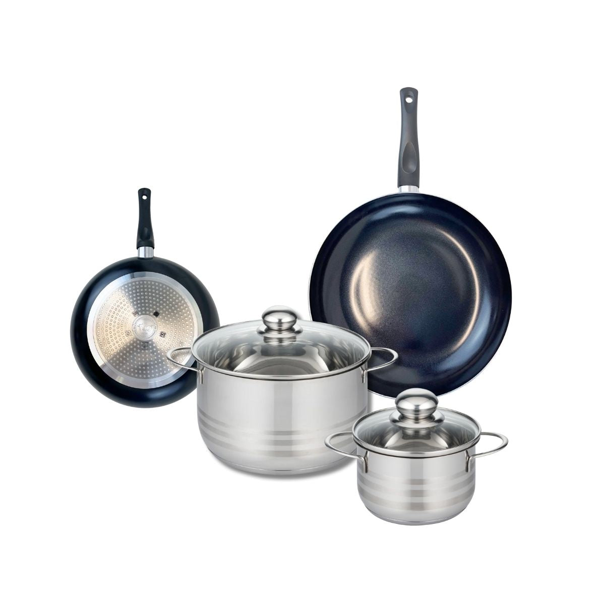 Ensemble de 2 Poêles de cuisson 20 et 28 cm et 2 faitouts 16 et 24 cm  Prima Brillant Elo - Mathon - 1
