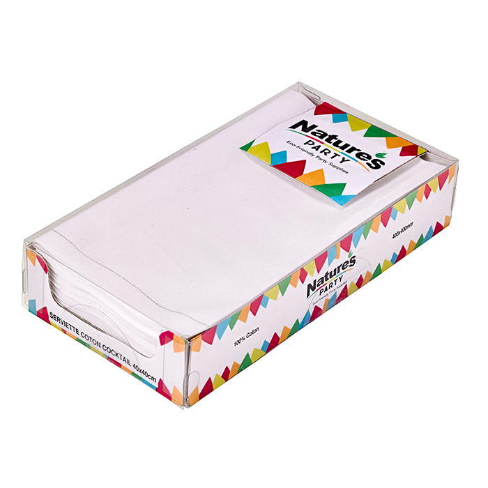 Serviette coton blanc 40 x 40 cm - 10 unités FirstPack - Mathon