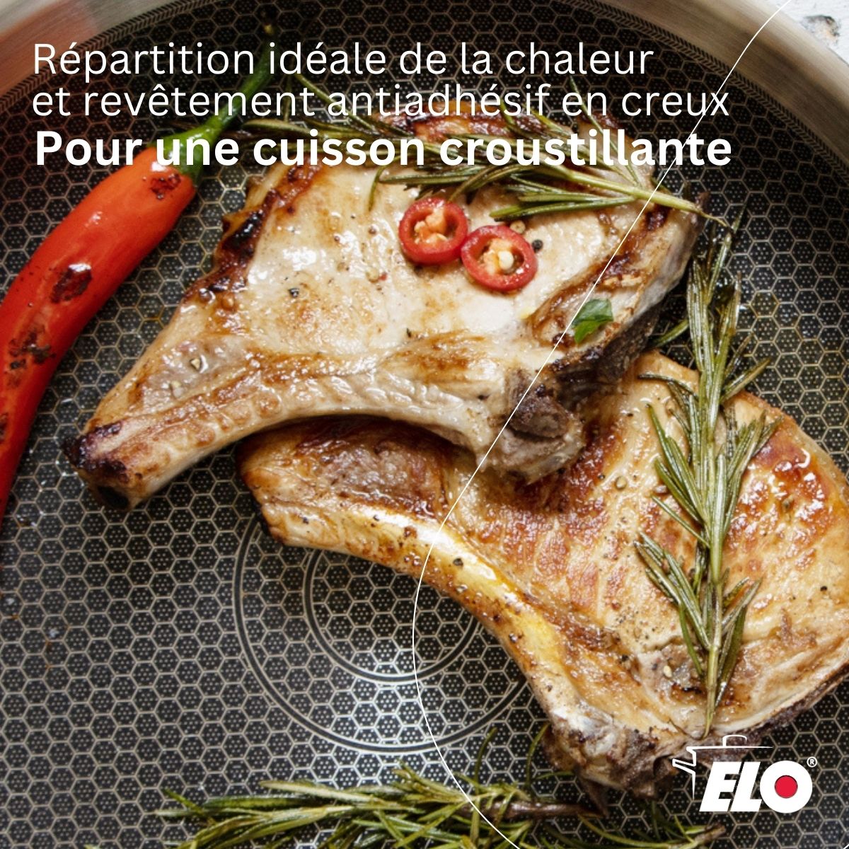 Poêle sauteuse 20 cm en inox 18/10  Relief Evolution Elo - Mathon - 3