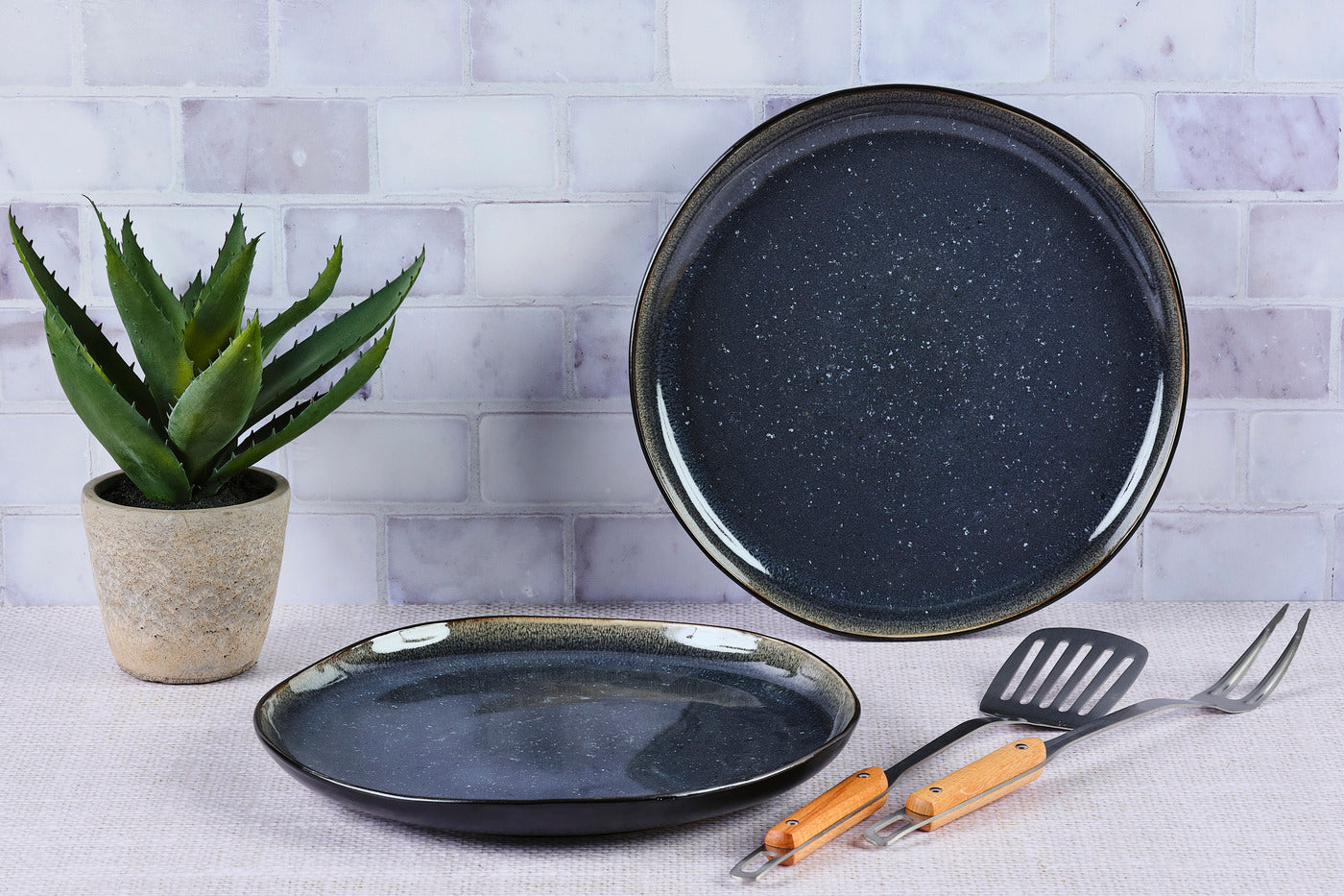 Plateau de service IRIS Ø32cm - 2 pièces - Bleu nuit Björn - Mathon - 2