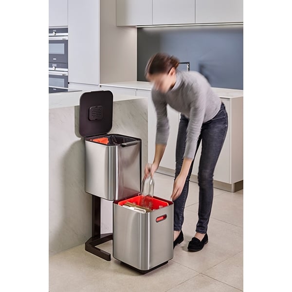 Poubelle Totem acier inoxydable 40 L - 2 compartiments 20 L Joseph Joseph - Mathon - 3