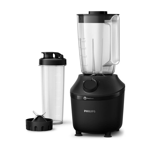 Blender, 450w, 4 lames problend 4, bol plastique de 1,9l, gourde, 1 vitesse + pulse, noir Philips - Mathon - 2