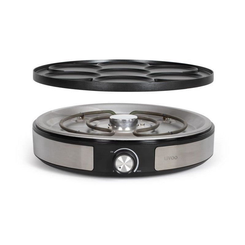 Crepiere Réversible - Livoo - Dop247 - 1500w - Plaque Réversible : 1 X ø33 Ou 7 X ø10 Cm - Antiadhésif - Thermostat Réglab Livoo - Mathon - 4